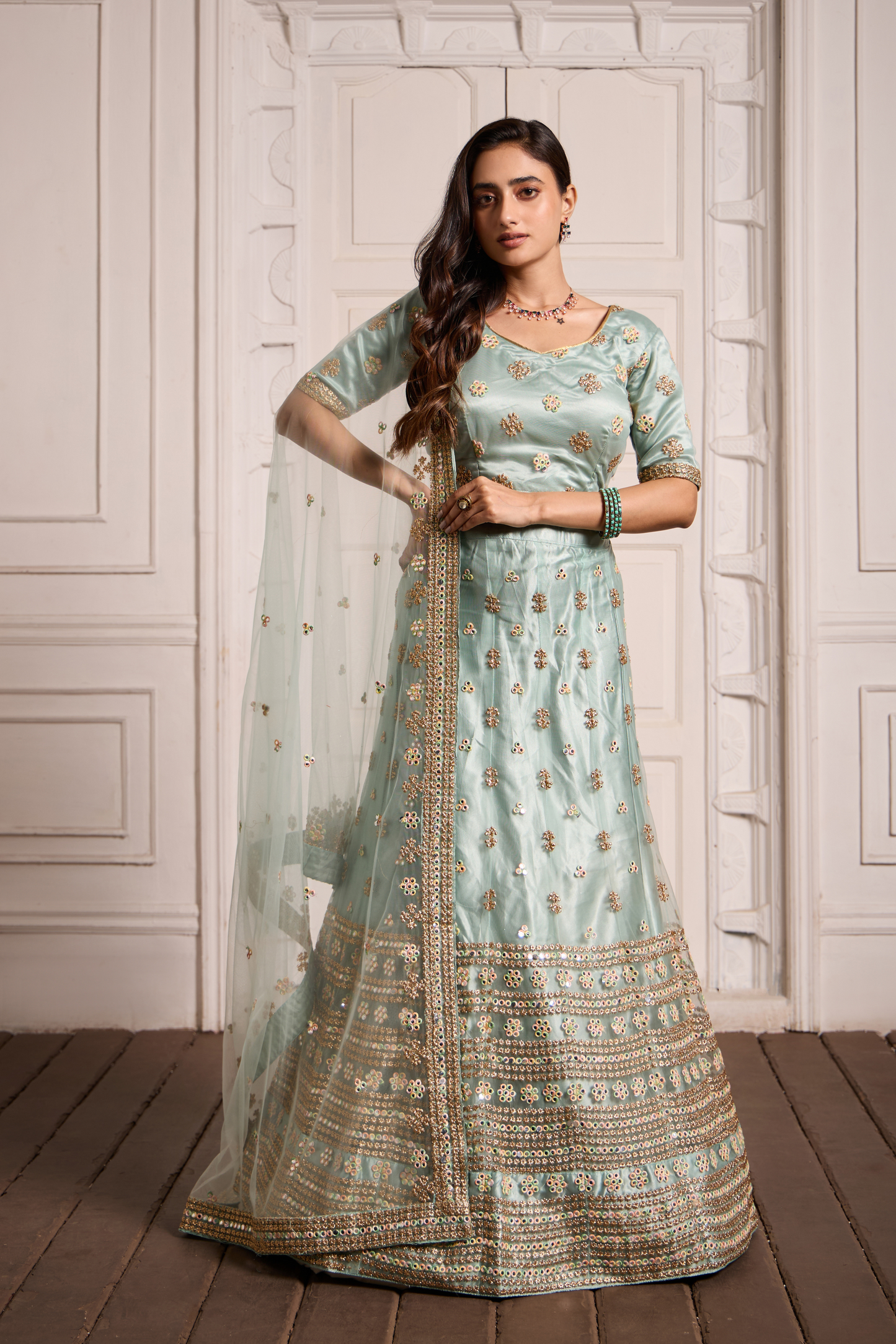 Symphony Mirror And Embroidery In Lehenga Choli