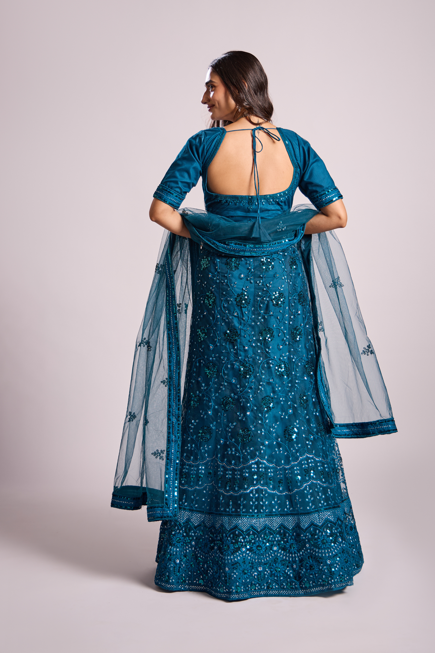 Virtue Navy Blue Embroidery With Sequin Lehenga Choli