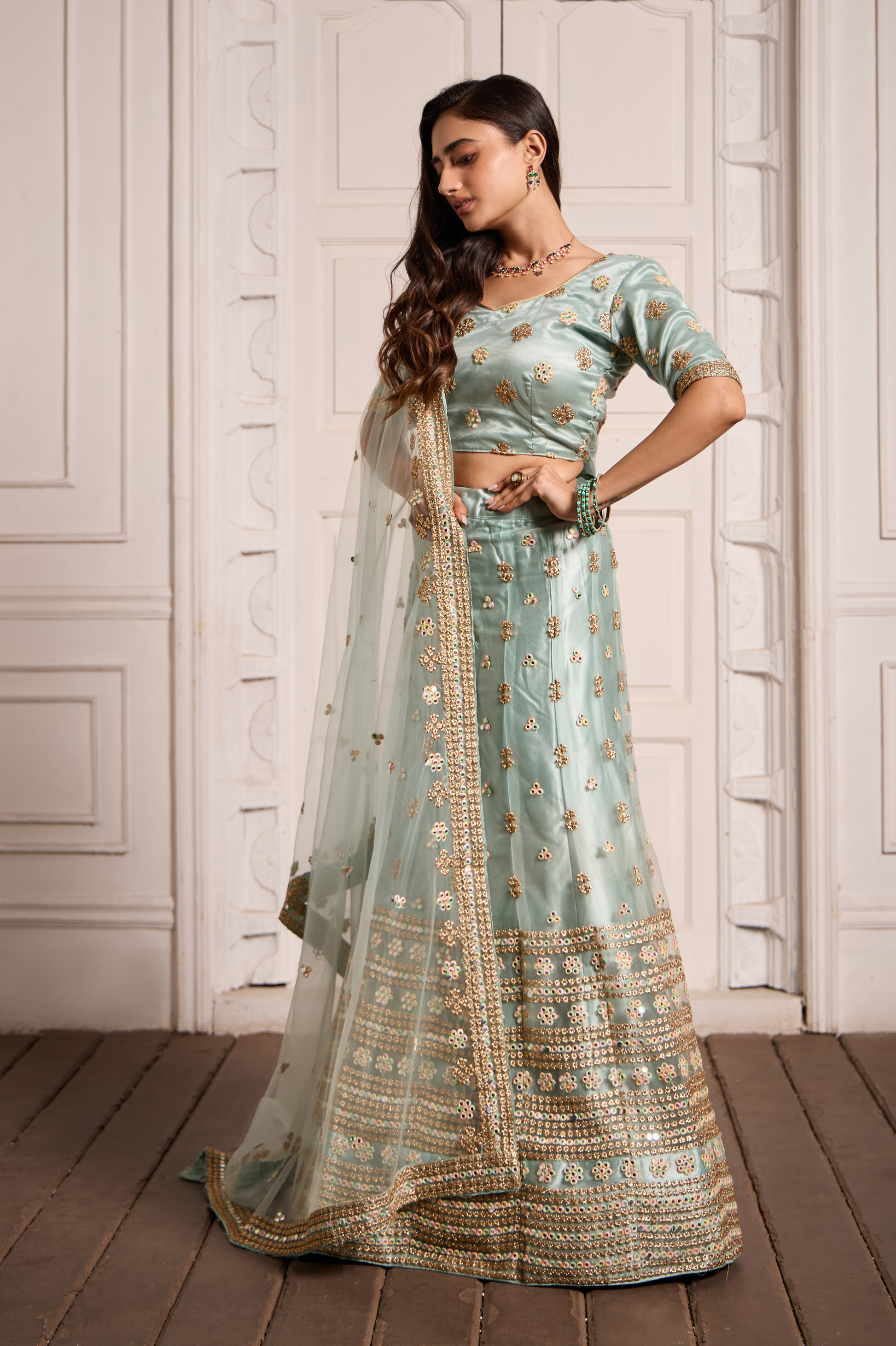 Symphony Mirror And Embroidery In Lehenga Choli