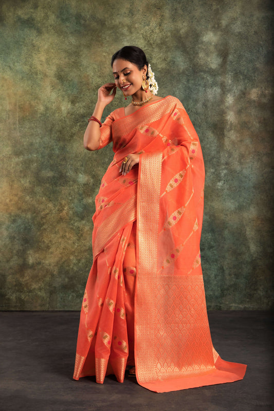 Modern Classic Woven Cotton Banarasi Silk Saree