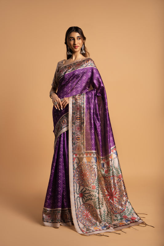 Timeless Grace Soft Tussar Silk Saree with Tasseled Edges