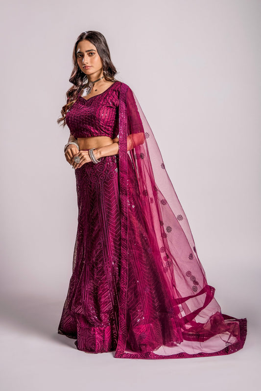 Celestial Bridal Wear Designer Sequin Embroidered Lehenga choli - Styling India