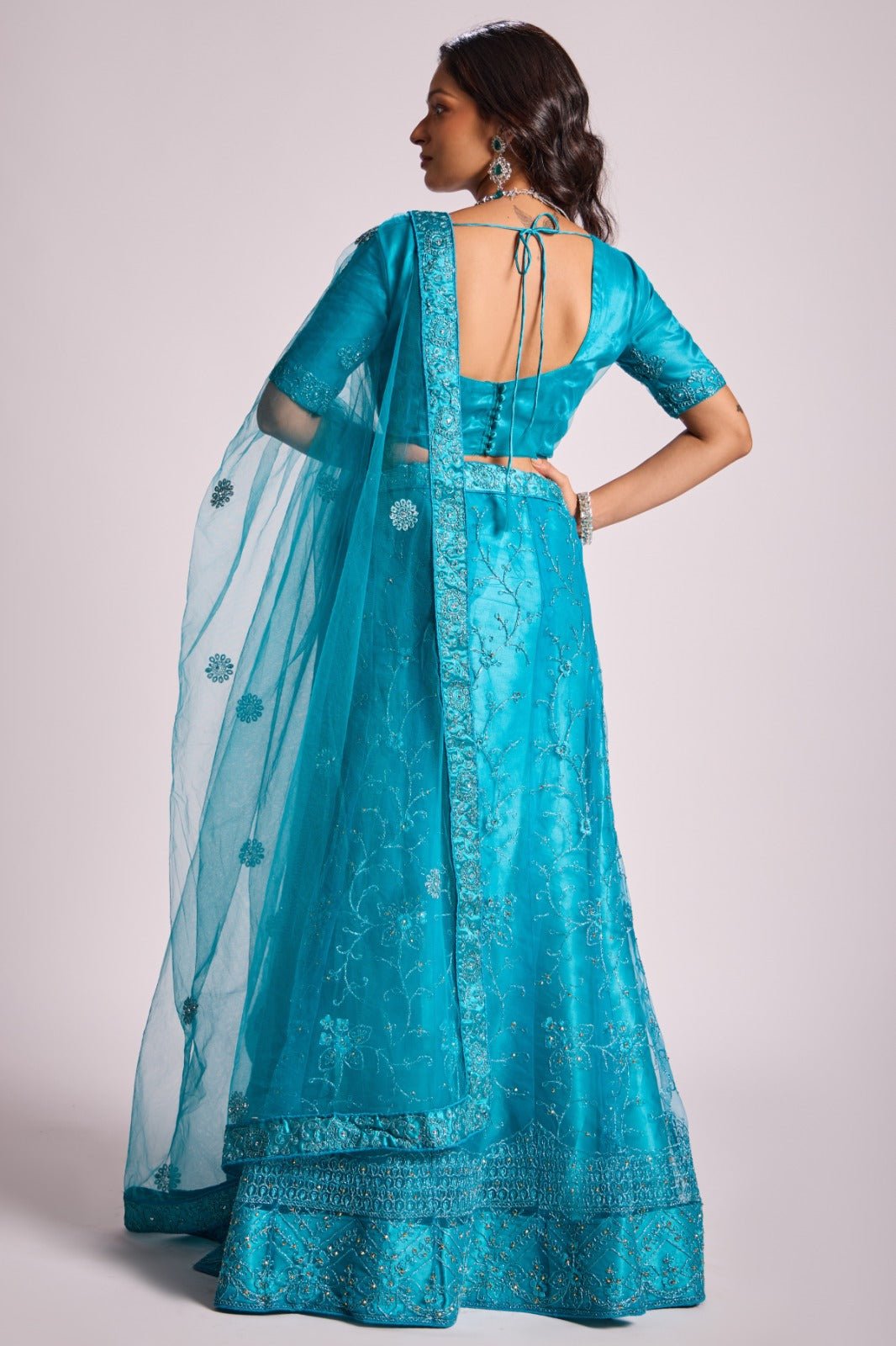 Majestic Blue Lehenga With Embroidery Work - Styling India