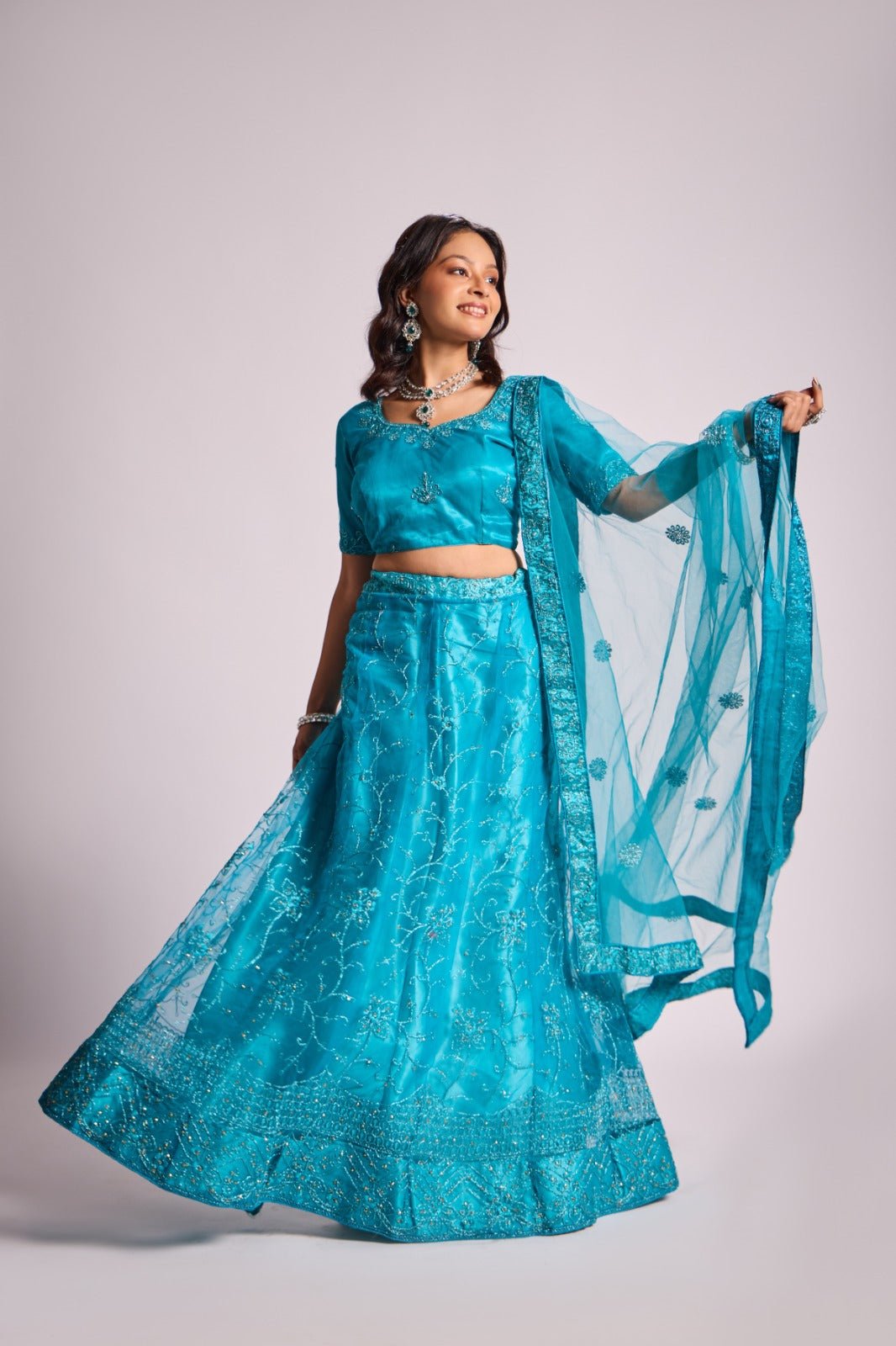 Majestic Blue Lehenga With Embroidery Work - Styling India